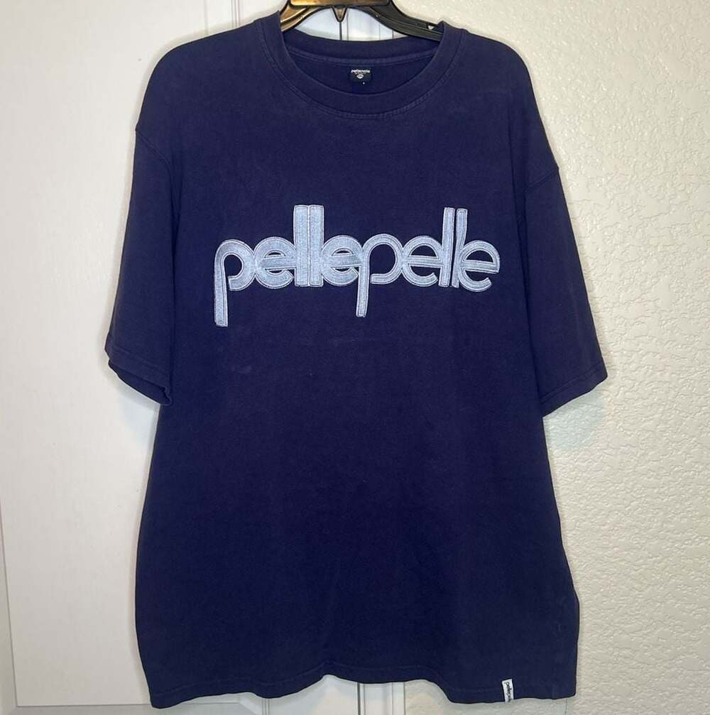 Pelle Pelle Denim Co. Embroidered Logo T-Shirt Navy Blue Size 2XL